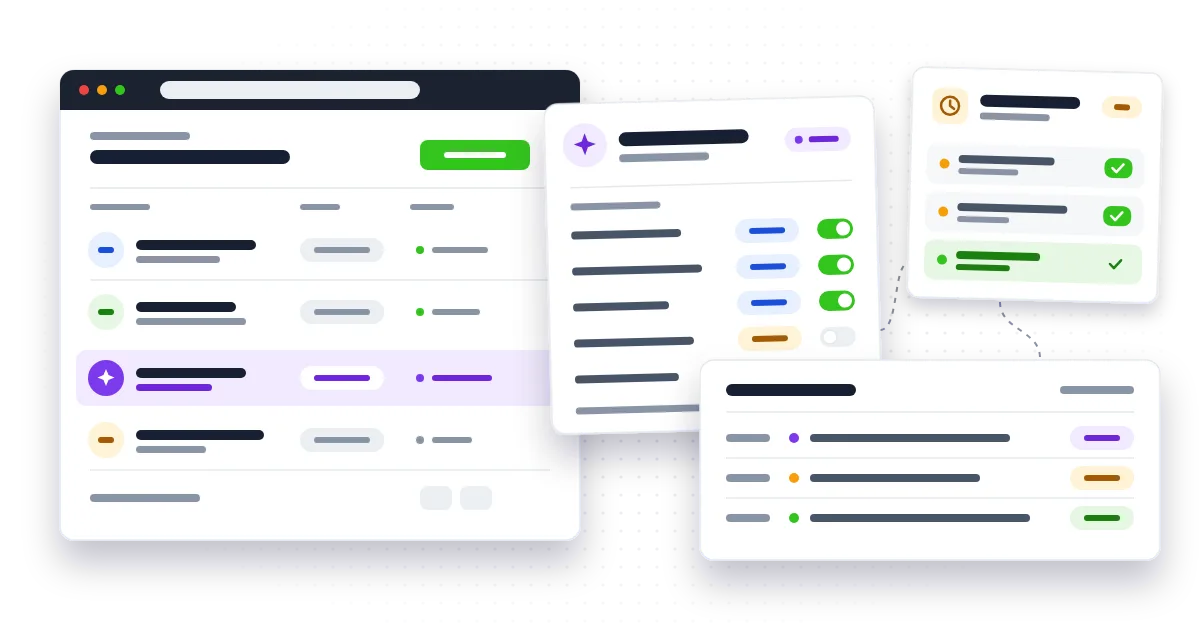 An admin dashboard listing staff accounts and an AI agent, its permission toggles mostly read-only, an approval queue and an activity log.
